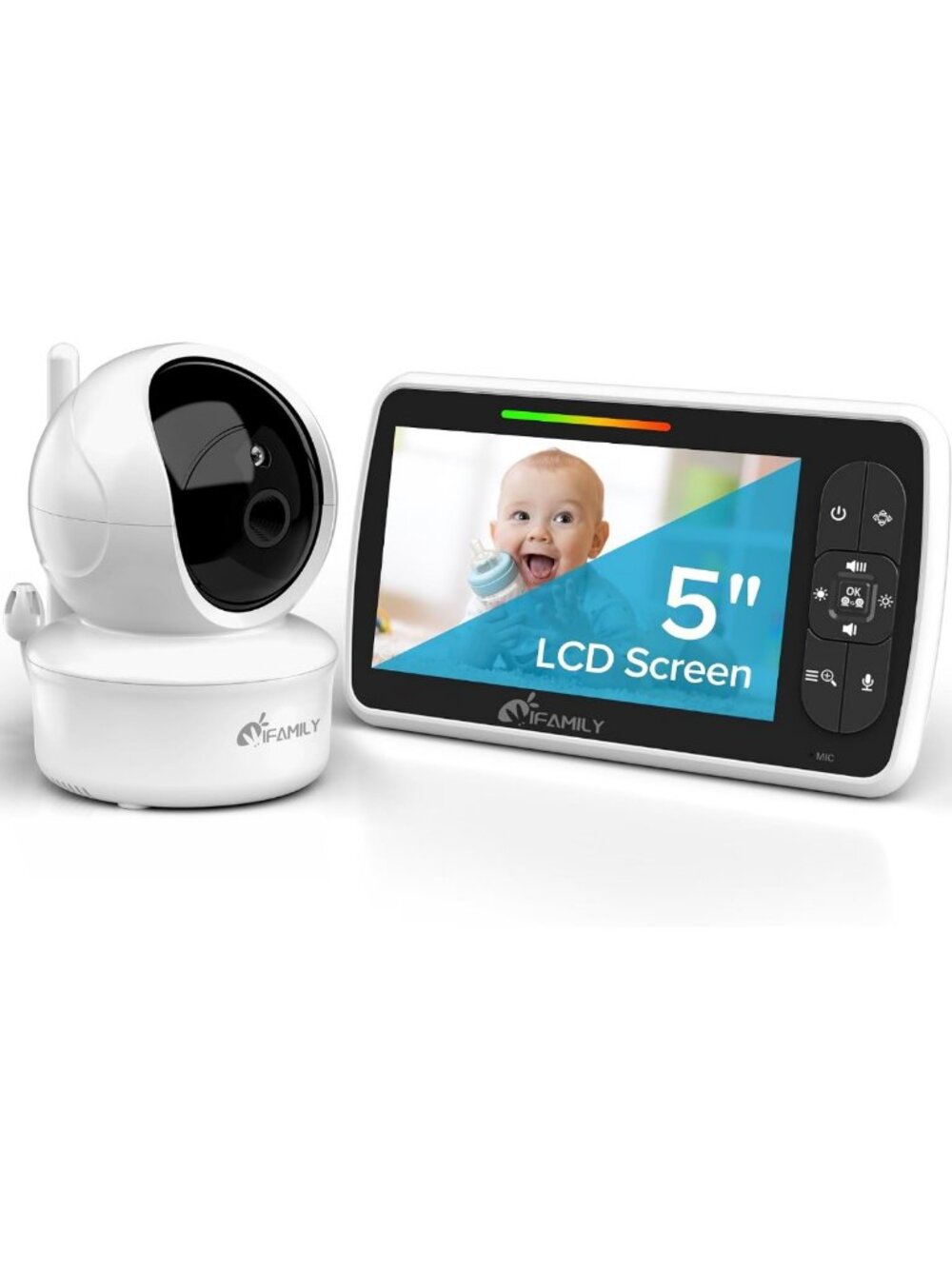 5-Inch Baby Monitor with 30-Hour Battery Life, Remote Pan-Tilt-Zoom Feature